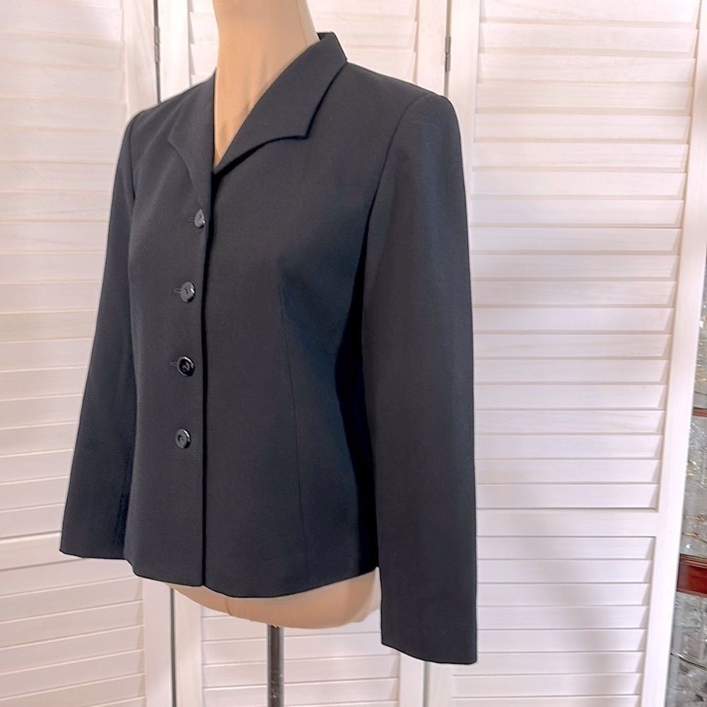 Vintage Talbots Black 1990s 100% Pure New Wool Blazer Size 6P - Picture 5 of 13